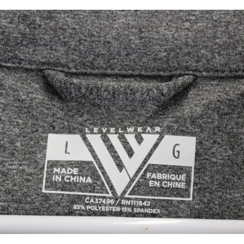 LEVELWEAR Men's Heather Gray Full Zip Vest Performance Logo Size L‎